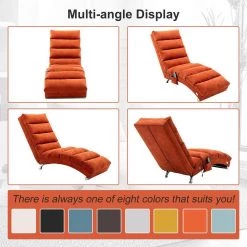 Orange Polyester Fabric Chaise Lounge with Ergonomically 140° Backrest Design by Unbranded -Boraam Sales Store orange unbranded chaise lounges sxb539622 44 1000