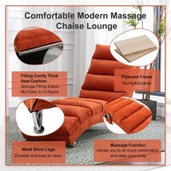 Orange Polyester Fabric Chaise Lounge with Ergonomically 140° Backrest Design by Unbranded -Boraam Sales Store orange unbranded chaise lounges sxb539622 4f 1000
