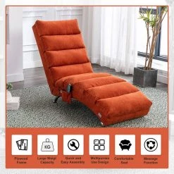 Orange Polyester Fabric Chaise Lounge with Ergonomically 140° Backrest Design by Unbranded -Boraam Sales Store orange unbranded chaise lounges sxb539622 76 1000