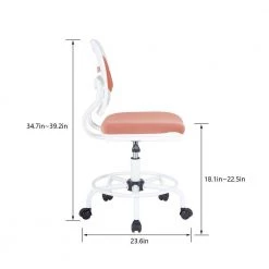 Orange Armless Swivel Sponge Office Task Chair With Adjustable Pillow and Footrest -White Back and Orange Cushion by Unbranded -Boraam Sales Store orange white 3 unbranded task chairs igo oc361b01or 66 1000