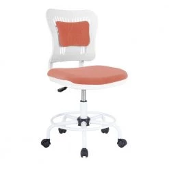 Orange Armless Swivel Sponge Office Task Chair With Adjustable Pillow and Footrest -White Back and Orange Cushion by Unbranded -Boraam Sales Store orange white 3 unbranded task chairs igo oc361b01or c3 1000