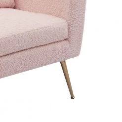 29.5" W Pink Modern Chenille Upholstery Chair Armchair Upholstered with Gold Metal Legs and Throw Pillow by Unbranded -Boraam Sales Store pink unbranded accent chairs gm h 294 1f 1000