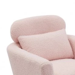 29.5" W Pink Modern Chenille Upholstery Chair Armchair Upholstered with Gold Metal Legs and Throw Pillow by Unbranded -Boraam Sales Store pink unbranded accent chairs gm h 294 4f 1000
