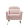 29.5" W Pink Modern Chenille Upholstery Chair Armchair Upholstered with Gold Metal Legs and Throw Pillow by Unbranded