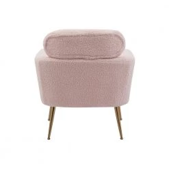 29.5" W Pink Modern Chenille Upholstery Chair Armchair Upholstered with Gold Metal Legs and Throw Pillow by Unbranded -Boraam Sales Store pink unbranded accent chairs gm h 294 76 1000