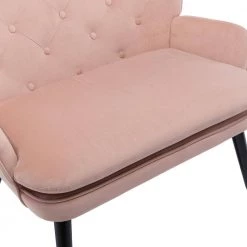 Pink High Back Accent Chair Comfortable Loveseat Fabric Padded Seat Modern High Back Arm-sofa by Unbranded -Boraam Sales Store pink unbranded accent chairs gm h 301 1f 1000