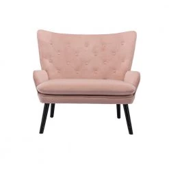 Pink High Back Accent Chair Comfortable Loveseat Fabric Padded Seat Modern High Back Arm-sofa by Unbranded