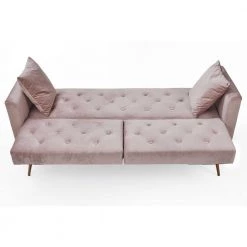 68.3 in. Width Pink Velvet Twin Size Convertible Sofa Bed With 2-Pillows by Unbranded -Boraam Sales Store pink unbranded sofa beds zq w90450491 1f 1000