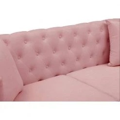 77.56 in. W Square Arms Button Chenille Fabric 3-Seater Straight Sofa with 2-Pillow in Pink by Unbranded 20 77.56 in. W Square Arms Button Chenille Fabric 3-Seater Straight Sofa with 2-Pillow in Pink by Unbranded -Boraam Sales Store pink unbranded sofas couches ec sfpk 8112 1f 1000