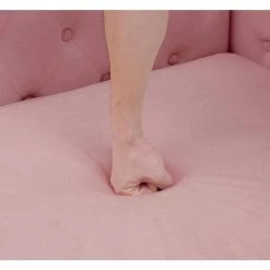 77.56 in. W Square Arms Button Chenille Fabric 3-Seater Straight Sofa with 2-Pillow in Pink by Unbranded 21 77.56 in. W Square Arms Button Chenille Fabric 3-Seater Straight Sofa with 2-Pillow in Pink by Unbranded -Boraam Sales Store pink unbranded sofas couches ec sfpk 8112 44 1000