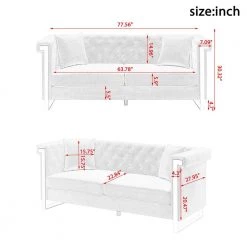 77.56 in. W Square Arms Button Chenille Fabric 3-Seater Straight Sofa with 2-Pillow in Pink by Unbranded 18 77.56 in. W Square Arms Button Chenille Fabric 3-Seater Straight Sofa with 2-Pillow in Pink by Unbranded -Boraam Sales Store pink unbranded sofas couches ec sfpk 8112 c3 1000