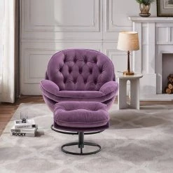 Purple Accent Chair TV Chair Living Room Chair Single Sofa with Ottoman by Unbranded -Boraam Sales Store purple unbranded accent chairs s621 chai purp 31 1000