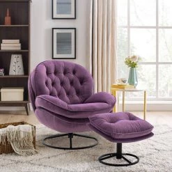Purple Accent Chair TV Chair Living Room Chair Single Sofa with Ottoman by Unbranded -Boraam Sales Store purple unbranded accent chairs s621 chai purp 40 1000