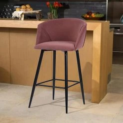 38.2 in. Low Back Matel Frame Bar Stool with Rose Velvet Seat and Back (Set of 2) by Unbranded 17 38.2 in. Low Back Matel Frame Bar Stool with Rose Velvet Seat and Back (Set of 2) by Unbranded -Boraam Sales Store rose unbranded bar stools qykj md5574794 1f 1000