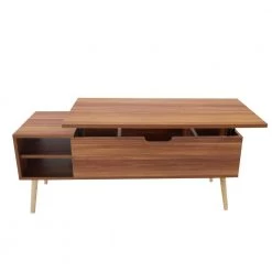 Modern 43.3 in. Rosewood Large Rectangle Manufactured Wood Coffee Table with Lift Top by Unbranded