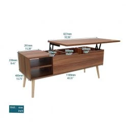 Modern 43.3 in. Rosewood Large Rectangle Manufactured Wood Coffee Table with Lift Top by Unbranded -Boraam Sales Store rosewood unbranded coffee tables zq w67936281 76 1000