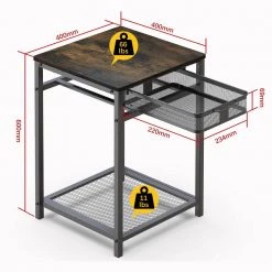 15.74 in. Rustic Brown Square Wood End Table With Grid Storage Drawer by Unbranded -Boraam Sales Store rustic brown unbranded end side tables sxb837517 44 1000