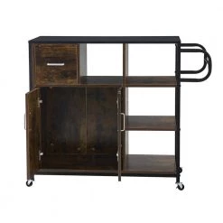 Rustic Brown MDF Kitchen Cart with Roller by Unbranded -Boraam Sales Store rustic brown unbranded kitchen carts aybszhd1382 4f 1000