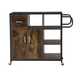 Rustic Brown MDF Kitchen Cart with Roller by Unbranded