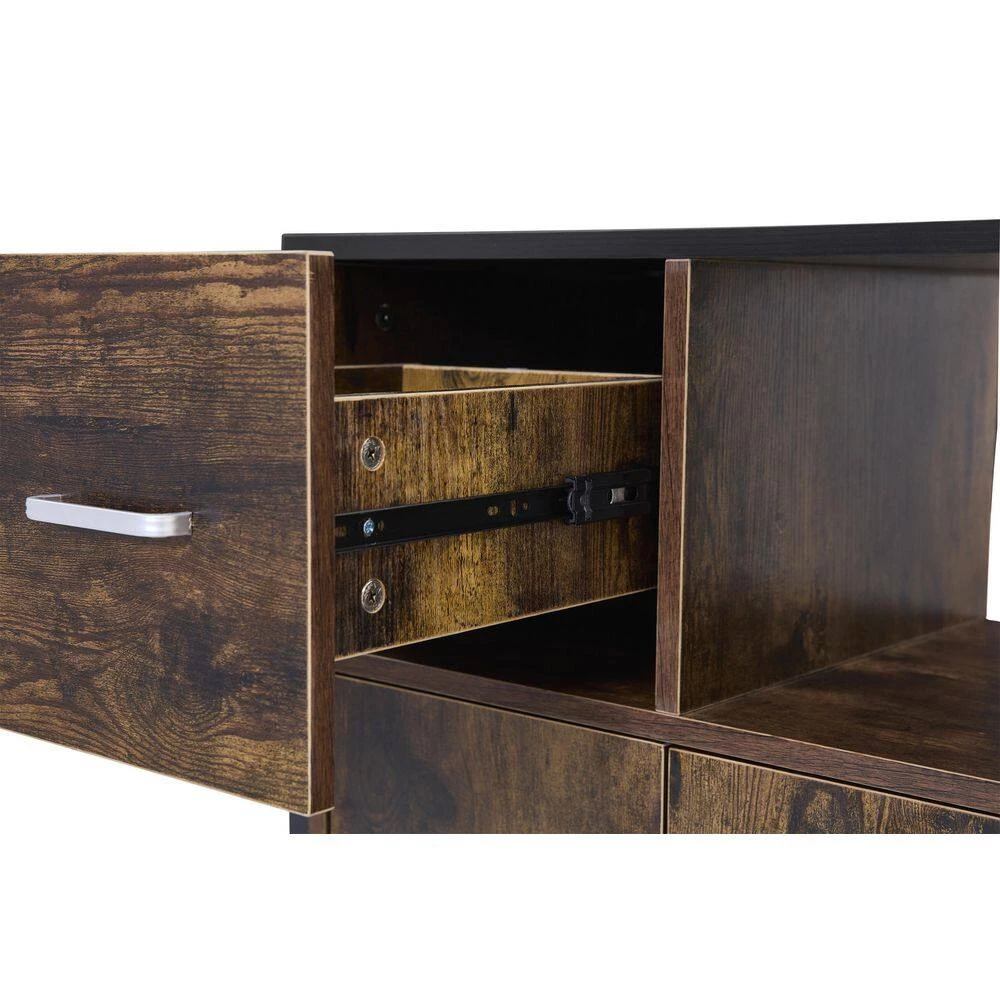 Rustic Brown Kitchen Pantry Cart with Roller by Unbranded 7 Rustic Brown Kitchen Pantry Cart with Roller by Unbranded - Image 5