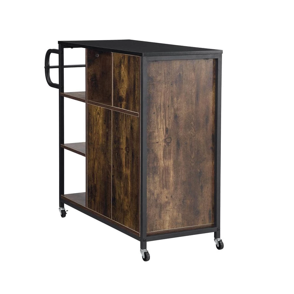 Rustic Brown Kitchen Pantry Cart with Roller by Unbranded 8 Rustic Brown Kitchen Pantry Cart with Roller by Unbranded - Image 6