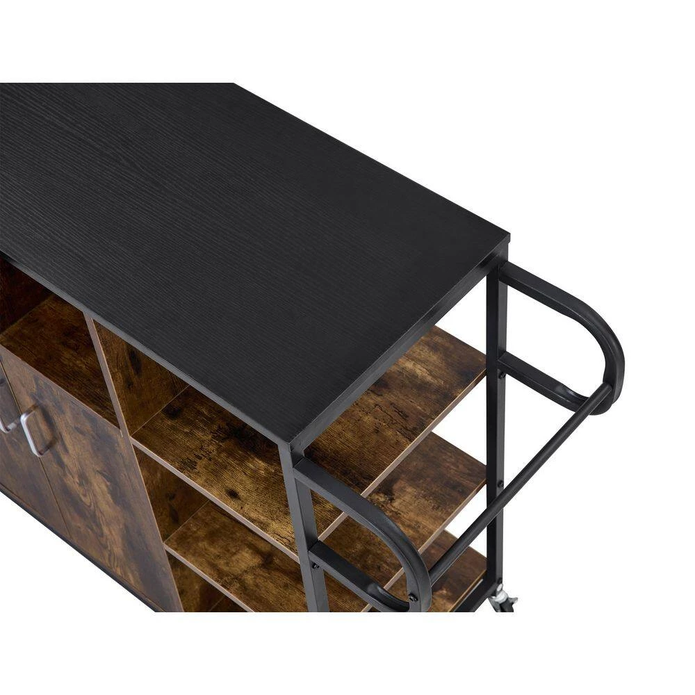 Rustic Brown Kitchen Pantry Cart with Roller by Unbranded 6 Rustic Brown Kitchen Pantry Cart with Roller by Unbranded - Image 4