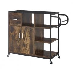 Rustic Brown Kitchen Pantry Cart with Roller by Unbranded