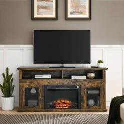 64.50 in. Rustic Brown TV Stand With Electric Fireplace by Unbranded -Boraam Sales Store rustic brown unbranded tv stands db w48735125 31 1000