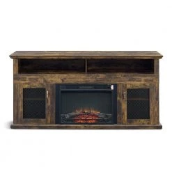 Boraam Sales Store 29 64.50 in. Rustic Brown TV Stand With Electric Fireplace by Unbranded