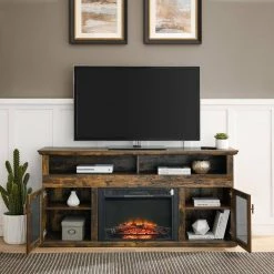 64.50 in. Rustic Brown TV Stand With Electric Fireplace by Unbranded -Boraam Sales Store rustic brown unbranded tv stands db w48735125 76 1000