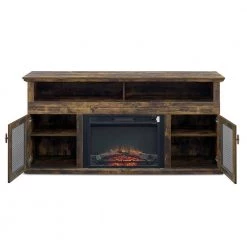 64.50 in. Rustic Brown TV Stand With Electric Fireplace by Unbranded -Boraam Sales Store rustic brown unbranded tv stands db w48735125 c3 1000