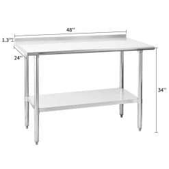 Stainless Steel Kitchen Utility Table With Under-shelf and Galvanized Legs by Unbranded -Boraam Sales Store silver unbranded kitchen prep tables aybszhd603 1f 1000