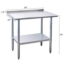Stainless Steel Kitchen Utility Table With Under-shelf and Galvanized Legs by Unbranded -Boraam Sales Store silver unbranded kitchen prep tables aybszhd604 44 1000