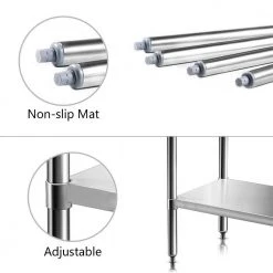 Stainless Steel Kitchen Utility Table With Under-shelf and Galvanized Legs by Unbranded -Boraam Sales Store silver unbranded kitchen prep tables aybszhd604 4f 1000