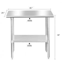 Stainless Steel Kitchen Utility Table With Under-shelf and Galvanized Legs by Unbranded -Boraam Sales Store silver unbranded kitchen prep tables aybszhd606 1f 1000