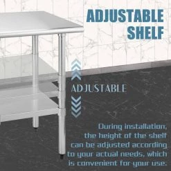 Stainless Steel Kitchen Utility Table With Under-shelf and Galvanized Legs by Unbranded -Boraam Sales Store silver unbranded kitchen prep tables aybszhd607 1f 1000