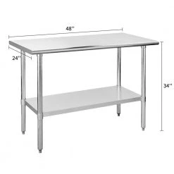 Stainless Steel Kitchen Utility Table With Under-shelf and Galvanized Legs by Unbranded