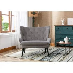 Sliver High Back Accent Chair Comfortable Loveseat Fabric Padded Seat Modern High Back Arm-sofa by Unbranded -Boraam Sales Store sliver unbranded accent chairs gm h 302 31 1000
