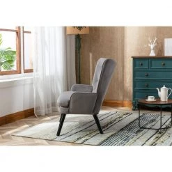 Sliver High Back Accent Chair Comfortable Loveseat Fabric Padded Seat Modern High Back Arm-sofa by Unbranded -Boraam Sales Store sliver unbranded accent chairs gm h 302 76 1000