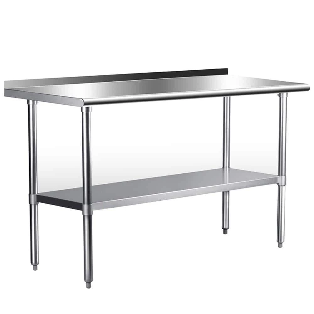 Stainless Steel Kitchen Utility Table With Under-shelf and Galvanized Legs by Unbranded 3 Stainless Steel Kitchen Utility Table With Under-shelf and Galvanized Legs by Unbranded