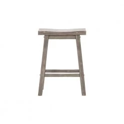 Sonoma 24 in. Product Height Wood Saddle Bar Stools, Set of 2 - Storm Gray Wire-Brush by Boraam -Boraam Sales Store storm gray wire brush boraam bar stools 75624 4f 1000