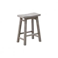 Sonoma 24 in. Product Height Wood Saddle Bar Stools, Set of 2 - Storm Gray Wire-Brush by Boraam -Boraam Sales Store storm gray wire brush boraam bar stools 75624 c3 1000