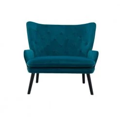 Teal High Back Accent Chair Comfortable Loveseat Fabric Padded Seat Modern High Back Arm-sofa by Unbranded