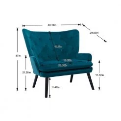 Teal High Back Accent Chair Comfortable Loveseat Fabric Padded Seat Modern High Back Arm-sofa by Unbranded -Boraam Sales Store teal unbranded accent chairs gm h 303 c3 1000