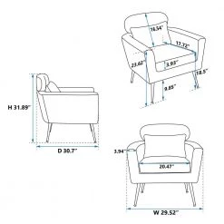 29.5" W Terracotta Modern Chenille Upholstery Chair Armchair Upholstered with Gold Metal Legs and Throw Pillow by Unbranded -Boraam Sales Store terracotta unbranded accent chairs gm h 290 c3 1000