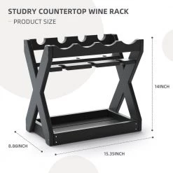 4-Bottle Black, Wine Rack HDPE Countertop with Cup Holders by Unbranded -Boraam Sales Store unbranded wine racks aybszhd1905 44 1000
