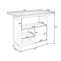 Walnut and Distressed White Farmhouse Wooden Kitchen Table Kitchen Island with Storage Cabinet and Shelves by Unbranded -Boraam Sales Store walnut and distressed white unbranded kitchen islands ec kiww 9161 c3 1000