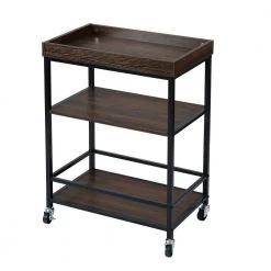 Walnut & black Kitchen Serving Cart and Islands, Rolling Cart with Storage by Unbranded 11 Walnut & black Kitchen Serving Cart and Islands, Rolling Cart with Storage by Unbranded -Boraam Sales Store walnut black unbranded kitchen carts aybszhd530 4f 1000