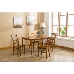 Shaker Rectangular Wood Top 5-Piece Dining Set in Walnut by Boraam -Boraam Sales Store walnut boraam dining room sets 81636 31 1000