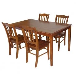 Shaker Rectangular Wood Top 5-Piece Dining Set in Walnut by Boraam